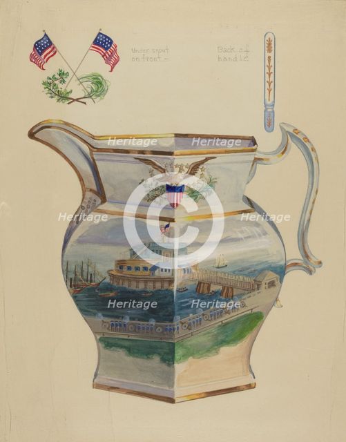 Glazed Stone China Pitcher, 1935/1942. Creator: Charles Caseau.