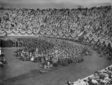 Glee club singing in the stadium, Harvard University class day exercises, c1906. Creator: Unknown