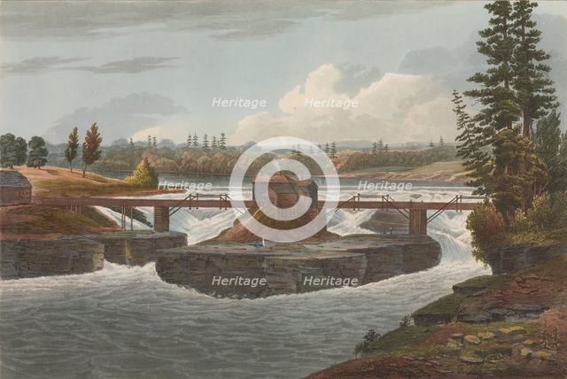 Glenns Falls (No. 6 of The Hudson River Portfolio), 1822. Creator: John Hill.