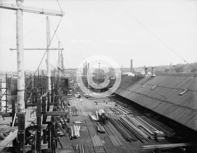 Globe Iron Works ship yard, Cleveland, ca 1900. Creator: Unknown.