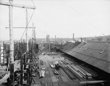 Globe Iron Works ship yard, Cleveland, ca 1900. Creator: Unknown