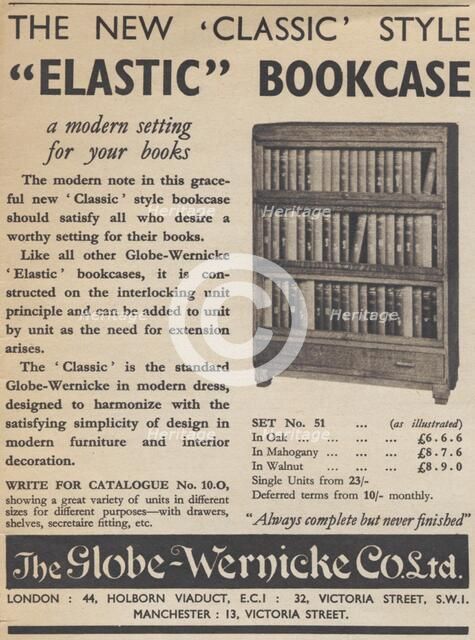Globe-Wernicke Elastic bookcase, 1937. Artist: Unknown