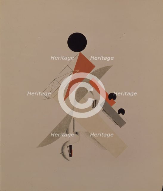 Globetrotter. Figurine for the opera Victory over the sun by A. Kruchenykh, 1920-1921. Artist: Lissitzky, El (1890-1941)
