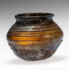 Globular Glass Beaker, Frankish, 5th-7th century. Creator: Unknown