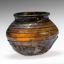 Globular Glass Beaker, Frankish, 5th-7th century. Creator: Unknown