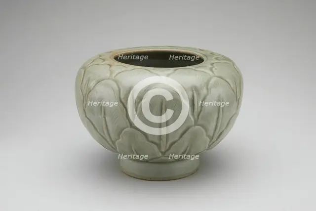 Globular Jar with Overlapping Leaves, Five Dynasties period (907-960). Creator: Unknown.
