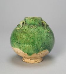 Globular Jar with Loop Handles and Medallions, Tang dynasty (618-906), 8th century. Creator: Unknown
