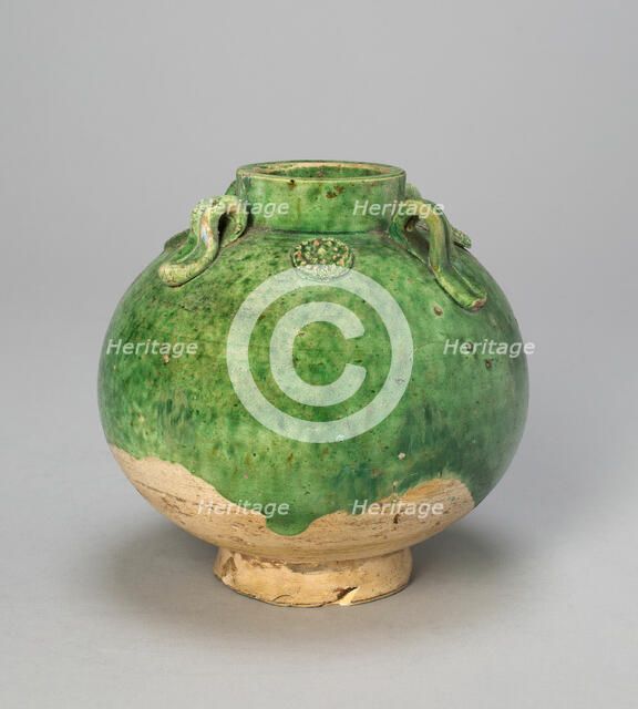 Globular Jar with Loop Handles and Medallions, Tang dynasty (618-906), 8th century. Creator: Unknown.