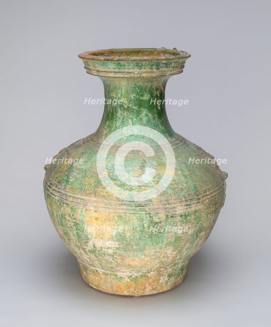 Globular Jar with Mock Ogre Mask Ring Handles, Han dynasty (206 B.C.-A.D. 220). Creator: Unknown.