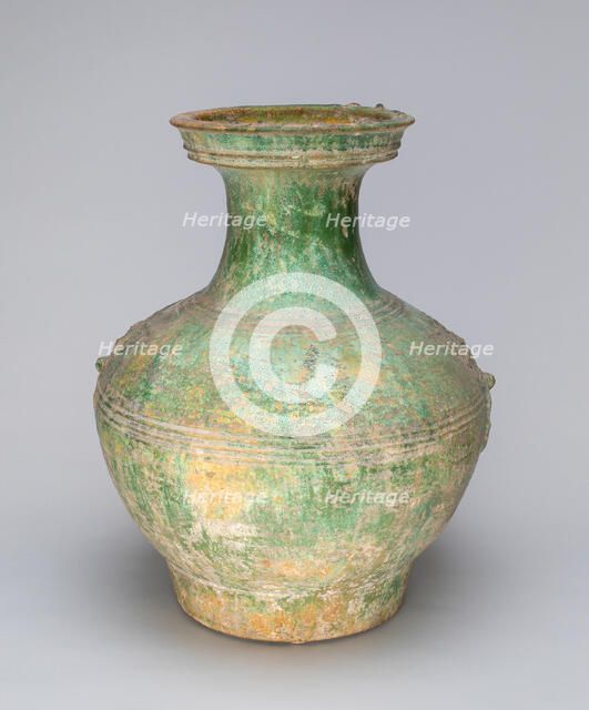 Globular Jar with Mock Ogre Mask Ring Handles, Han dynasty (206 B.C.-A.D. 220). Creator: Unknown.