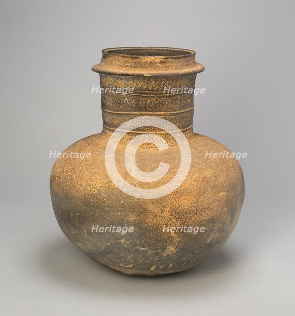 Globular Jar with Ribs, Korea, Three Kingdoms period (57 B.C.-A.D. 668), Silla..., 5th/6th century. Creator: Unknown.