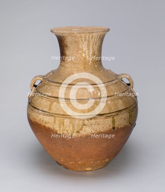 Globular Jar with Ring Handles, Western Han dynasty (206 B.C.-A.D. 9), 1st century B.C. Creator: Unknown.
