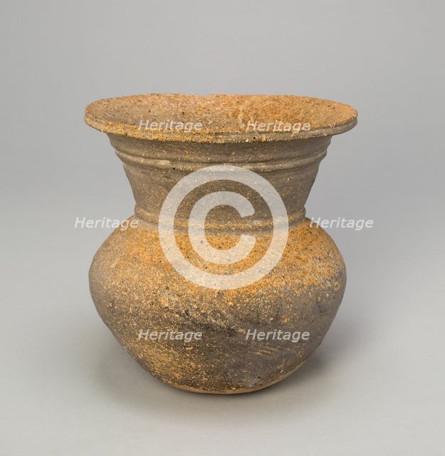 Globular Jar with Trumpet-Shaped Mouth, Korea, Three Kingdoms period..., 5th/6th century. Creator: Unknown.