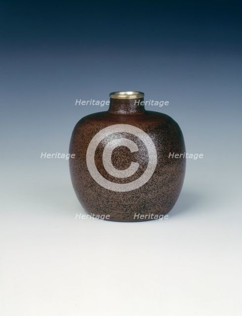 Globular stoneware jar with red oil spot glaze, Song dynasty, China, 13th century. Artist: Unknown