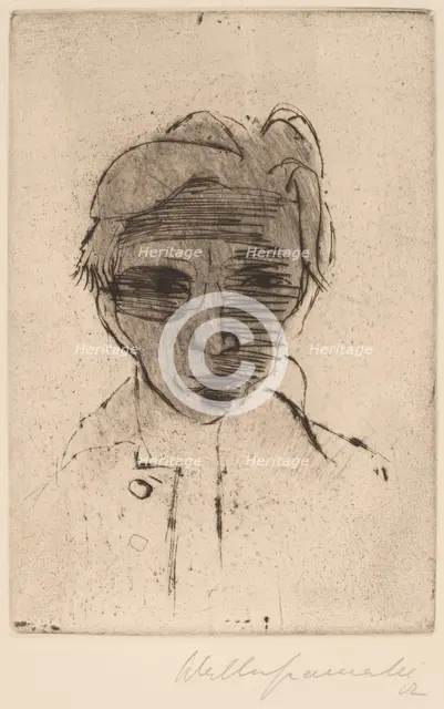 Gloomy Face, Self-portrait (Dunkles Gesicht, Selbstporträt), 1922. Creator: Walter Gramatté.