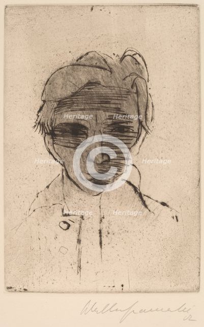 Gloomy Face, Self-portrait (Dunkles Gesicht, Selbstporträt), 1922. Creator: Walter Gramatté.