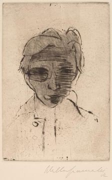 Gloomy Face, Self-portrait (Dunkles Gesicht, Selbstporträt), 1922. Creator: Walter Gramatté