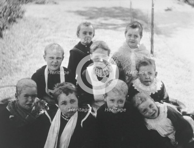 Gloucester smallpox epidemic, 1896: nine convalescent children, 1896. Creator: HCF of Gloucester.