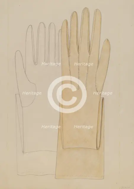 Gloves, c. 1937. Creator: Jessie M. Benge.