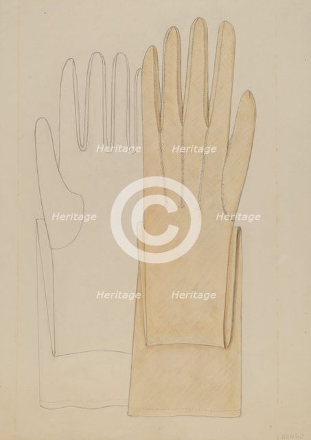 Gloves, c. 1937. Creator: Jessie M. Benge.