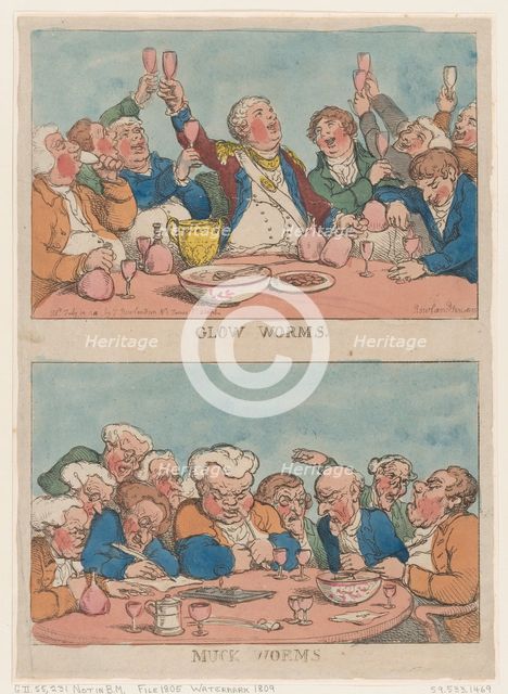 Glow Worms, Muck Worms, 1812., 1812. Creator: Thomas Rowlandson.