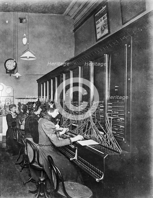 GPO telephone exchange, London, c1905. Artist: Unknown