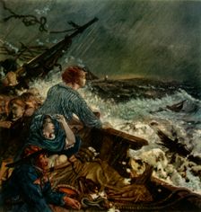 Grace Darling and her Father Saving the Shipwrecked Crew, September 8th, 1838 (1942). Creator: William Bell Scott