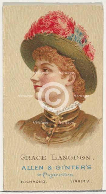 Grace Langdon, from World's Beauties, Series 2 (N27) for Allen & Ginter Cigarettes, 1888., 1888. Creator: Allen & Ginter.
