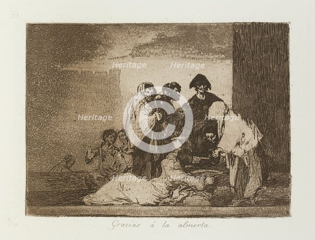 Gracias á la almorta.; Los Desastres de la Guerra, Madrid 1863. Creator: Francisco Goya.