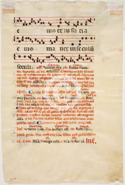 Gradual Leaf: Text with Musical Notation and Annotation, c1350. Creator: Lippo Vanni.