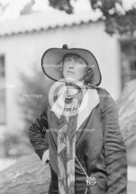 Graham, Mrs., standing outdoors, 1927 Creator: Arnold Genthe.