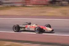 Graham Hill's Lotus at speed, Spanish Grand Prix, Jarama, Madrid, 1968