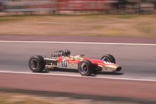 Graham Hill's Lotus at speed, Spanish Grand Prix, Jarama, Madrid, 1968
