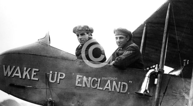 Graham White (left) and RT Gates, British pioneer aviators. Artist: Unknown