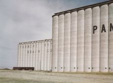 Grain elevators near Amarillo, Texas; Santa Fe trip, 1943. Creator: Jack Delano