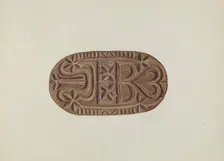 Grain Sack Stamp, c. 1940. Creator: Elmer R. Kottcamp