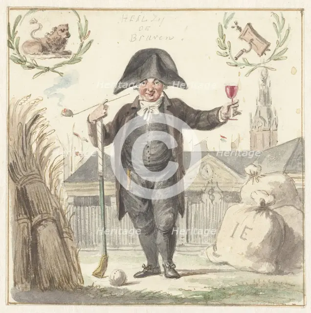 Grain trader Johan Eymer in front of the Corn Exchange in Amsterdam, 1774-1833. Creator: Jacob Smies.