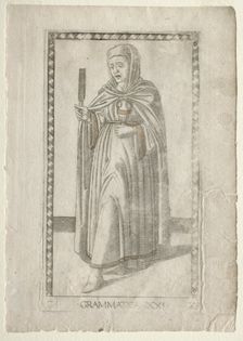 Grammar (from the Tarocchi, series C: Liberal Arts, #21), before 1467. Creator: Master of the E-Series Tarocchi (Italian, 15th century)