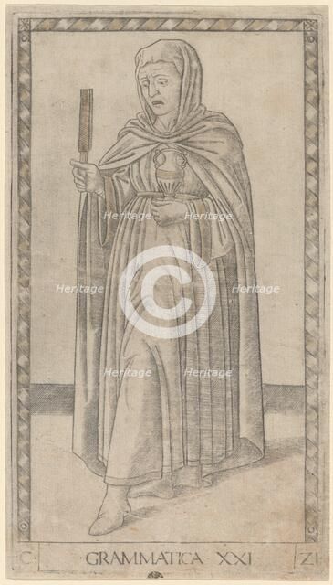 Grammatica (Grammar), c. 1465. Creator: Master of the E-Series Tarocchi.