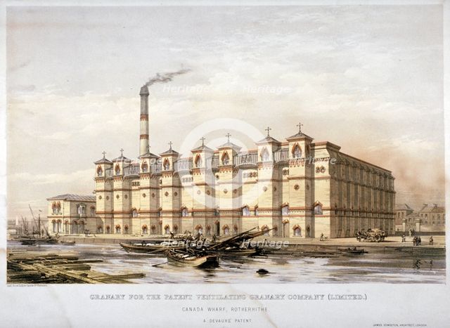 Granary on Canada Wharf, Rotherhithe, London, c1860. Artist: Kell Brothers