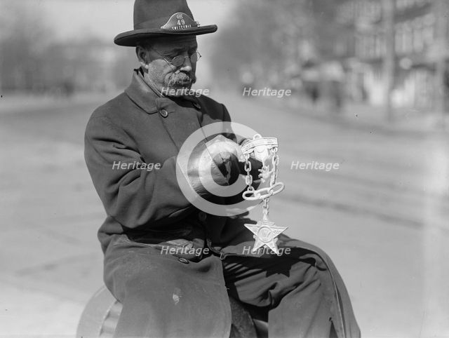 Grand Army of The Republic - G.A.R. Emblem Carved in Wood By Switchman at Peace Monument, 1917. Creator: Harris & Ewing.