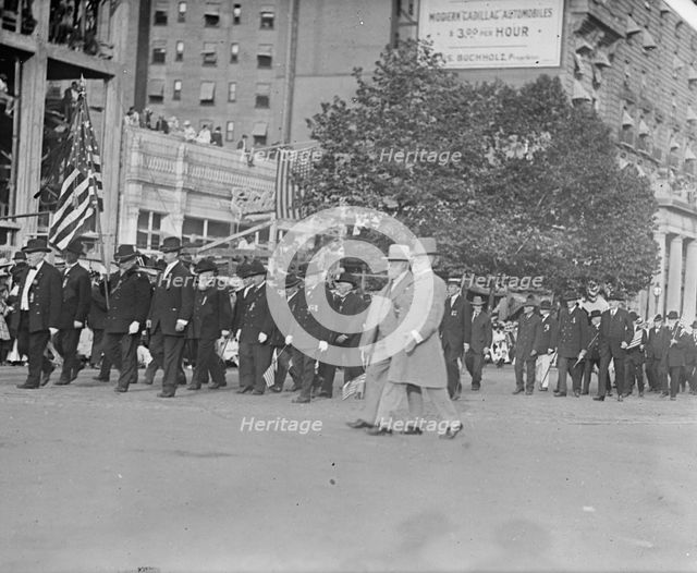 Grand Army of The Republic - Unit in Draft Parade of D.C. 2 Confederate Soldiers in Foreground, 1917 Creator: Harris & Ewing.