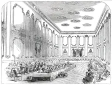 Grand Banquet of the Officers of the Coldstream Guards, in St. James's Palace, 1850. Creator: Unknown