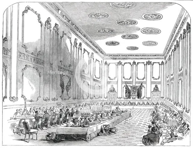 Grand Banquet of the Officers of the Coldstream Guards, in St. James's Palace, 1850. Creator: Unknown.