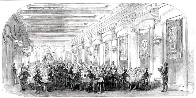 Grand Dinner in the Masonic Hall, at Montreal, 1850. Creator: Unknown.