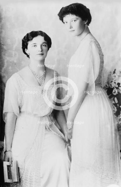 Grand Duchesses Olga and Tatiana of Russia, 1910s. Artist: K von Hahn