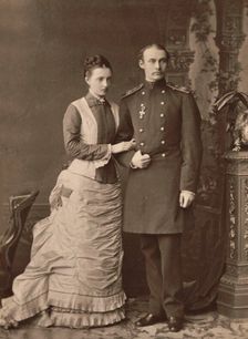 Grand Duchess Anastasia Mikhailovna of Russia and Grand Duke Frederick Francis III, 1878. Creator: Anonymous