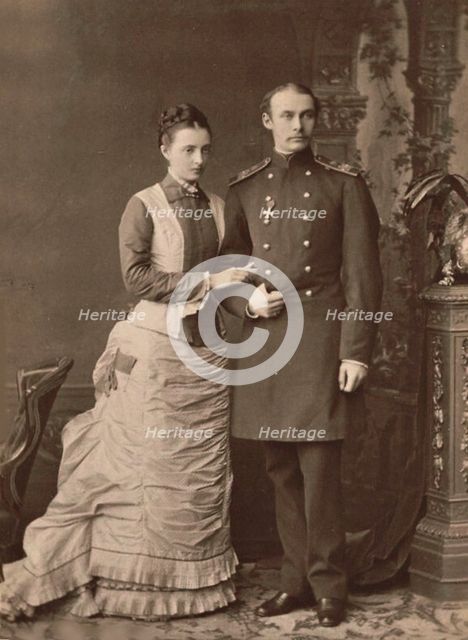 Grand Duchess Anastasia Mikhailovna of Russia and Grand Duke Frederick Francis III, 1878. Creator: Anonymous.