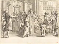Grand Duchess at the Procession of the Young Girls, c. 1614. Creator: Jacques Callot
