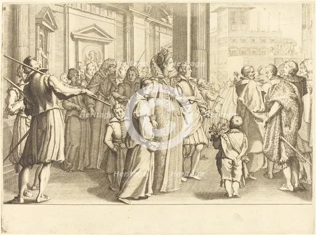 Grand Duchess at the Procession of the Young Girls, c. 1614. Creator: Jacques Callot.